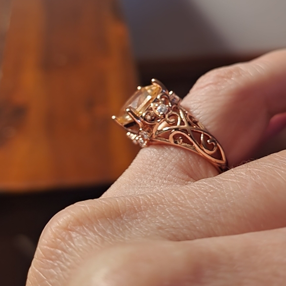 Morganite silver art nouveau ring - Picture 7 of 8
